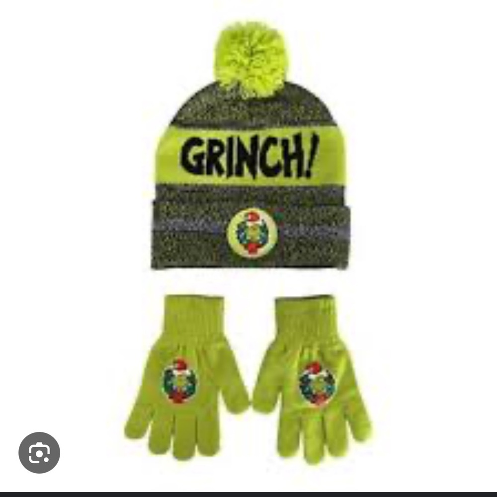 NWT Bioworld Kids Grinch Hat & Gloves Set‎ Officially Licensed Christmas Holiday